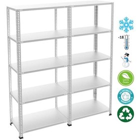 Resim 5 Katlı Duble Paslanmaz Krom Raf - Inox Soğuk Oda Rafı, Buzhane Rafı 43x93 Cm-0.70 Mm-100 Cm Gri 