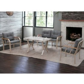 Resim 2+1+1 Masa Demonte Bahçe Balkon Mobilyası Gri 