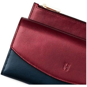Resim Helmbrook London Ashley Kadın Bordo Lacivert Deri Fermuarlı Rfid Korumalı Cüzdan Bordo - Lacivert 