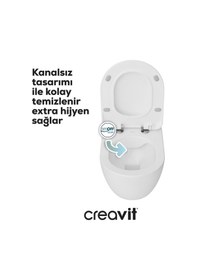 Resim Fe322 Free İnci Mat Beyaz Rim-off Asma Klozet, Creavit Duroplast Mat Beyaz Kapak 