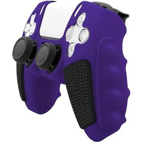 Resim Sony Ps5 Ekleme Renkli Silikon Gamepad Koruyucu Kılıf İçin Rocker Kapakları Olmadan Mor Siyah 