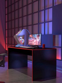 Resim Givayo Mobilya WARDEN OYUNCU MASASI SİYAH KIRMIZI BANT 