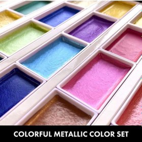 Resim Kuretake Gansai Tambi Metalik Yaldız Tablet Sulu Boya Seti 24 Renk Set Mc20/24v/nw2a Diğer 