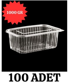 Resim Plastik Saklama Kabı 1000 Gr 100'lü Kapaklı Sızdırmaz Kap Şeffaf Kullan At Kase 