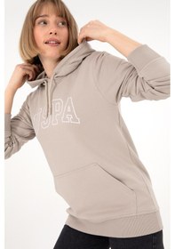 Resim U.S. Polo Assn. Erkek Regular Fit Kapüşonlu Taş Basic Sweatshirt 50295175-VR049 