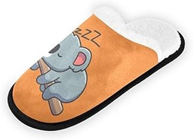 Resim Happy Easter Siyah Bufalo Ekose Erkek Kadın Terliği Peluş Astar Rahat Sıcak Mercan Polar Ev Terliği İç Mekan Dış Mekan Spa için 