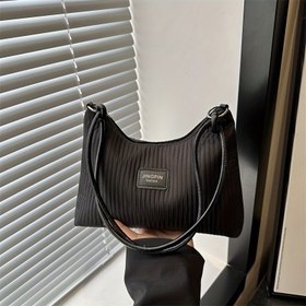 Resim SHGOR Studio Kadınlar için Minimalist Siyah Dokulu Omuz Çantası - Fermuarlı Dayanıklı Polyester, Ayarlanabilir Crossbody/Omuz Askısı ve Günlük Kullanım & Rahat Geziler için Şık Tasarım, Çok Yönlü Seyahat Çantası | Yağ Bezi Astar 