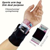Resim 1 Adet Spor Bilek Cüzdanı Kol Bandı – Telefon Cebi ile Evrensel Fermuarlı Koşu Çantası – Su Geçirmez Olmayan Cupro Zarf Stil Tırmanış Spor Kemeri – Tüm Açık Hava Aktiviteleri için Düz Renkli Egzersiz Kol Çantası 