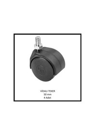Resim M10 3/8 Vidalı Mobilya Tekerleği, 50 Mm 4 Adet , Ofis Koltuk, Dolap, Etejer, 360 Derece Döner Siyah 