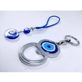 Resim Nazar Boncuğu Araba Dikiz Ayna Süsü Şişe Açacağı Anahtarlık El Ya 