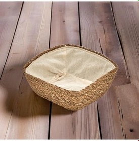 Resim El Yapımı Hasır İçi Bezli Kare Ekmeklik Ve Dekoratif Kare Hasır Sepet, Hasır İçi Bezli Ekmek Sepeti Kare 20cm 20cm 8cm 