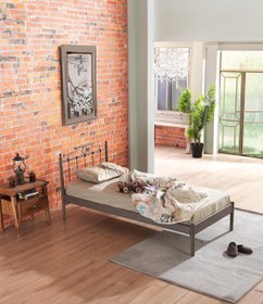 Resim Unimet Hatkus-s Tek Kişilik Ferforje Metal Karyola-kahverengi (AHŞAP LATALI) 