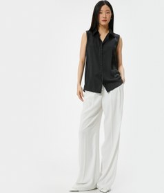 Resim Kolsuz Gömlek Saten Düğmeli Klasik Yaka 