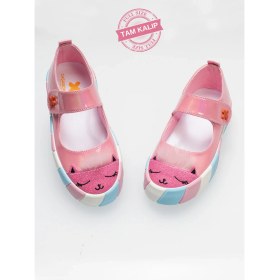 Resim Casabony Pembe Rugan Simli 3D Kız Çocuk Babet Sneakers Düz Taban Tekstil Malzeme 