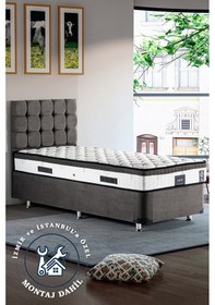 Resim Vera Yatak Seti Tek Kişilik Yatak Baza Başlık Takımı - Aloe Vera Sert Yatak, Metal Baza Ve Başlık 140 x 190 