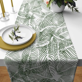 Resim Green Lined Leaf Runner Örtü 