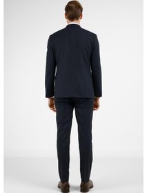 Resim İmza Lacivert Mono Yaka Kazayağı Desen 6 Drop Slim Fit Takım Elbise 1001255173 