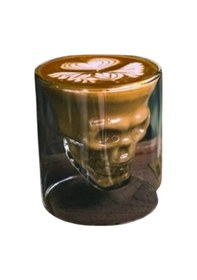 Resim Kafatası Tasarımlı Cam Shot Bardağı Double Layer Skull Shot Glass Şeffaf Cam Şefaf 