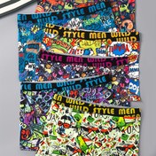 Resim 6 Parça Erkek Boxer Külot - Esnek Bel Bandı, Orta Esnek Kumaş, Canlı Çizgi Roman ve Geometrik Desenler, Makinede Yıkanabilir, Tüm Mevsimler İçin Rahatlık, Günlük ve Antrenman Kullanımı, Şık ve Konforlu İç Çamaşırı 