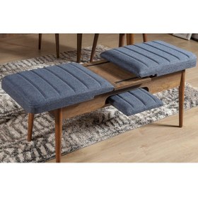 Resim Palermo Benchli Yemek Masası Takımı Ceviz Lacivert 