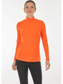 Resim On Balıkçı Yaka Uzun Kollu Oranj Kadın Bluz 22271373 001 