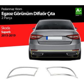 Resim Drs Tuning Skoda Superb Krom Egzoz Çıkışı 2 Parça 2015-2019 