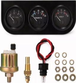 Resim Geeroyoo 12v 52mm 3 Lü Araç Göstergeleri - Volt, Su Sıcaklık, Yağ Basınç Seti Jzr-gy 
