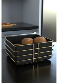 Resim Karteya Paslanmaz Gold Servis Sunum Seti Ekmeklik Ekmek Sepeti Mutfak Havluluk Peçetelik Nihale 4 Parça Gold 