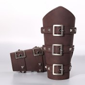 Resim Ayarlanabilir Siyah Suni Deri Kol Kalkanı Bileklik - Karnaval, Paskalya ve Temalı Partiler için Vintage Şövalye Kostümü Aksesuarı, Kostüm Aksesuarı|Ayarlanabilir Bracers|Düğmeli Tasarım, Zırh 
