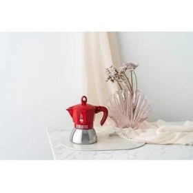 Resim - Indüksiyon: 4 Cups Ocak Üstü Espresso Pişirici - 200ML - Kırmızı Renk - Alt Hazne: Dış Paslanmaz Çelik Iç Alüminyum - Indüksiyon Ocak Türleri Için Uygundur 