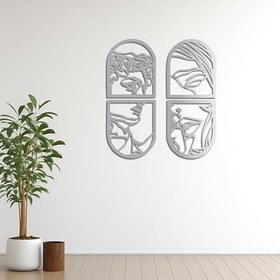 Resim Modern Metal Duvar Sanatı Heykel Seti, 4 Parça Soyut Tasarım, Çağdaş Ev Dekoru (Sılver, 20"x16"/50x29Cm, renkler/sızes) 