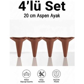 Resim Aspen 20 Cm Ceviz 4'lü Set Koltuk Baza Dolap Tv Ünitesi Yatak Odası Konsol Ayağı Ceviz 