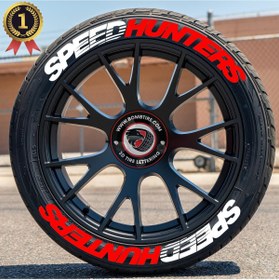 Resim bombtire Çift Renk Lastik Yazısı Speedhunters 2.5 Cm Orijinal Ürün 4 Adet + Yapıştırıcı Tutkal 