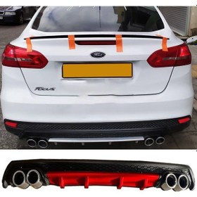 Resim Ford Focus Mk3 Kırmızı Difüzör Çiftli Yuvarlak Egzoz Görünümlü D Tip Difizör 