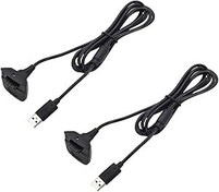 Resim DUNSIHUI 2 adet siyah USB şarj kablosu tel yedek şarj cihazı Xbox 360 / Xbox 360 ince tel daha az oyun denetleyicileri şarj ve oyun kiti USB şarj kablosu tel değiştirme 