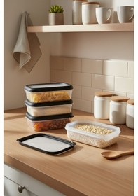 Resim Bernardo Hide Plus 4'lü Saklama Kabı Siyah 4x 0,70 Lt Siyah - Şeffaf 