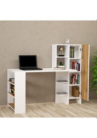 Resim Kalenderdekor1 Kalender Dekor Ayame Çalışma Masası Aym02 Beyaz - Meşe 