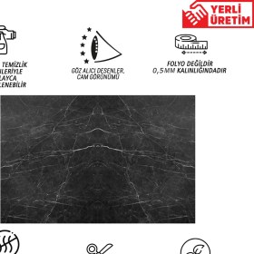 Resim Tink Kendinden Yapışkanlı Belgium Black Mermer Desenli Pvc Panel 41X62 cm (12 Adet) 3 M² 