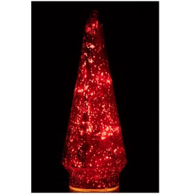 Resim Kırmızı Büyük Işıklı Yılbaşı Ağacı Dekor 