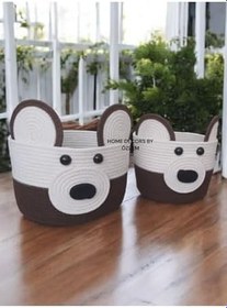 Resim 2'Li Oyuncak Sepet Yuvarlak Kova Hasır Sepet Takımı Çocuk Düzenleyici Hediye-25X15Cm/22X15Cm Kahve&Ekru 