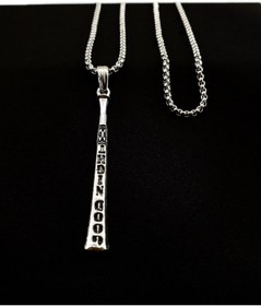 Resim Dukkanka 316l Çelik Örme Zincir Joker Good Night Beyzbol Sopası Gümüş Renk Kolye 