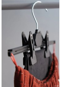 Resim 5 Adet Mandallı Pantolon & Etek Askısı Metal Kıskaçlı, Kırışma Önleyici Süngerli, Kaymaz Tasarım Siyah 