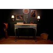 Resim Wooding 110 Cm Masif Naturel Antrasit Oymalı Çalışma Masası 