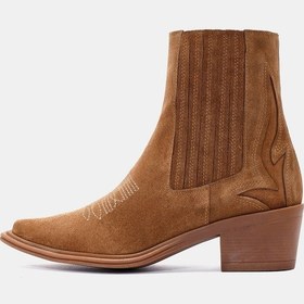 Resim Maya Kadın Kahverengi Gerçek Süet Deri Fermuart Detaylı Western Bot Kahverengi 