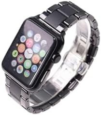 Resim PSR aksesuar Parlak Siyah Mat Seramik Metal Zore Kordon-Parlak Siyah Watch 38mm ile uyumlu 