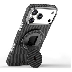 Resim Wiwu Warriors Serisi Aramid Fiber 360 Derece Dönebilen Magnetik Ring Stand Telefon Tutucu Siyah Siyah 
