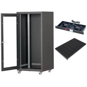 Resim Setrack 19" 12U 600 x 600 Tekerlekli Rack Kabinet + Fan + Sabit Raf 