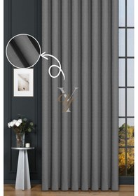 Resim Keten Fon Perde V-4018 Açık Antrasit Çok Renkli 