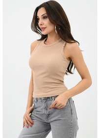 Resim Koza Butik Kadın Bisiklet Yaka Kolsuz Bluz 1755-24 001 