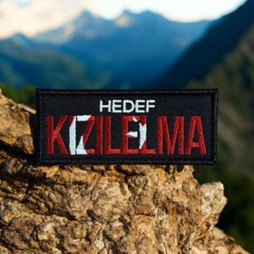 Resim Ex Patch Siyah Zemin Hedef Kızılelma Yazılı Patch Arma 10 X 4 Cm 